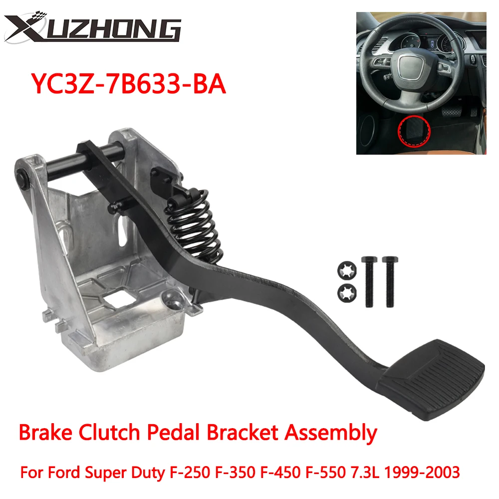 YC3Z-7B633-BA Brake Clutch Pedal Bracket Assembly Black For Ford Super Duty F-250 F-350 F-450 F-550 7.3L 1999-2003