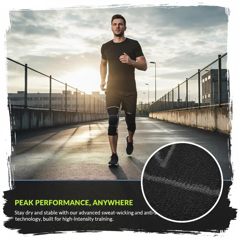 Knee Brace Anti-Slip Silicone Thick Soft Skin-Friendly Fabric Support for Cross Training Workout Knee Protection