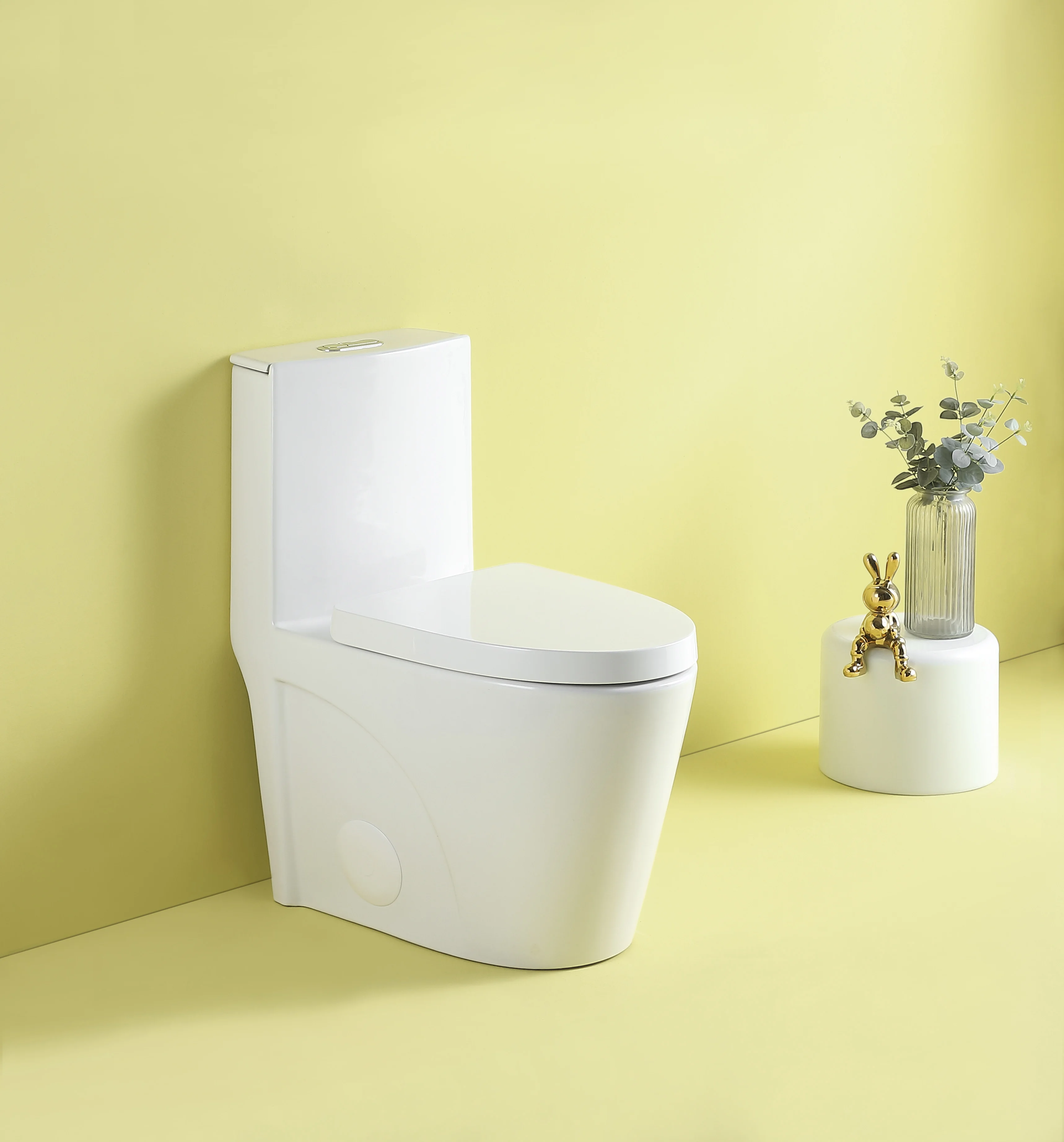 1.1/1.6 GPF Dual Flush 1-Piece Elongated Toilet with Soft-Close Seat - Gloss White, Water-Saving, Modern, Stylish Design 23T01-G