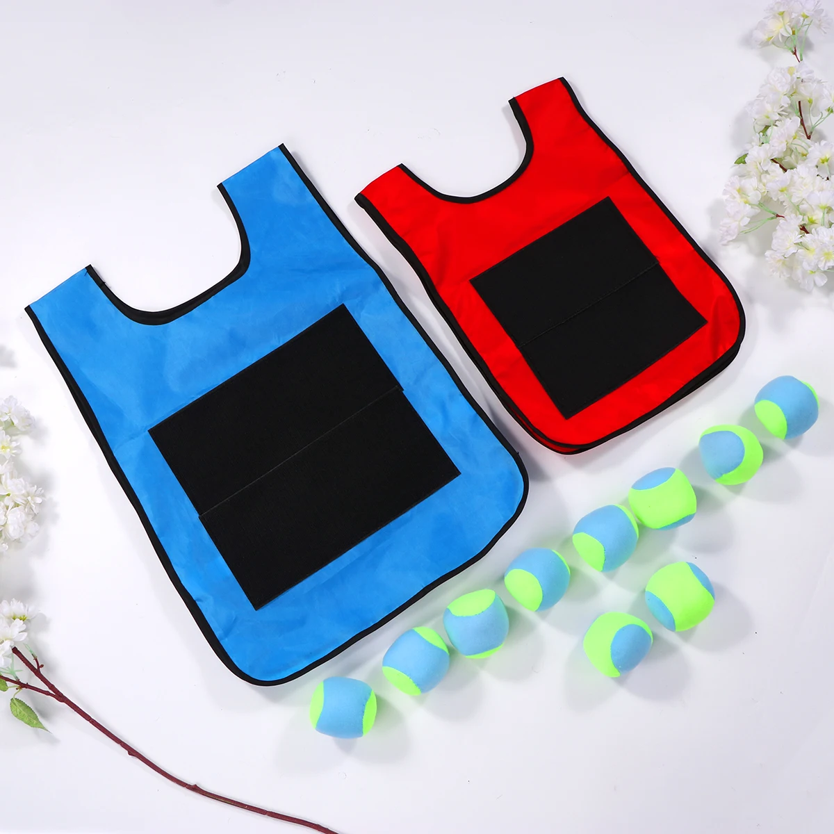 1 Juego de juguetes interactivos para padres e hijos, pelota pegajosa y chaleco, accesorios de juego, chaleco de pelota pegajosa, juguete de grupo para el hogar y la escuela (niños)