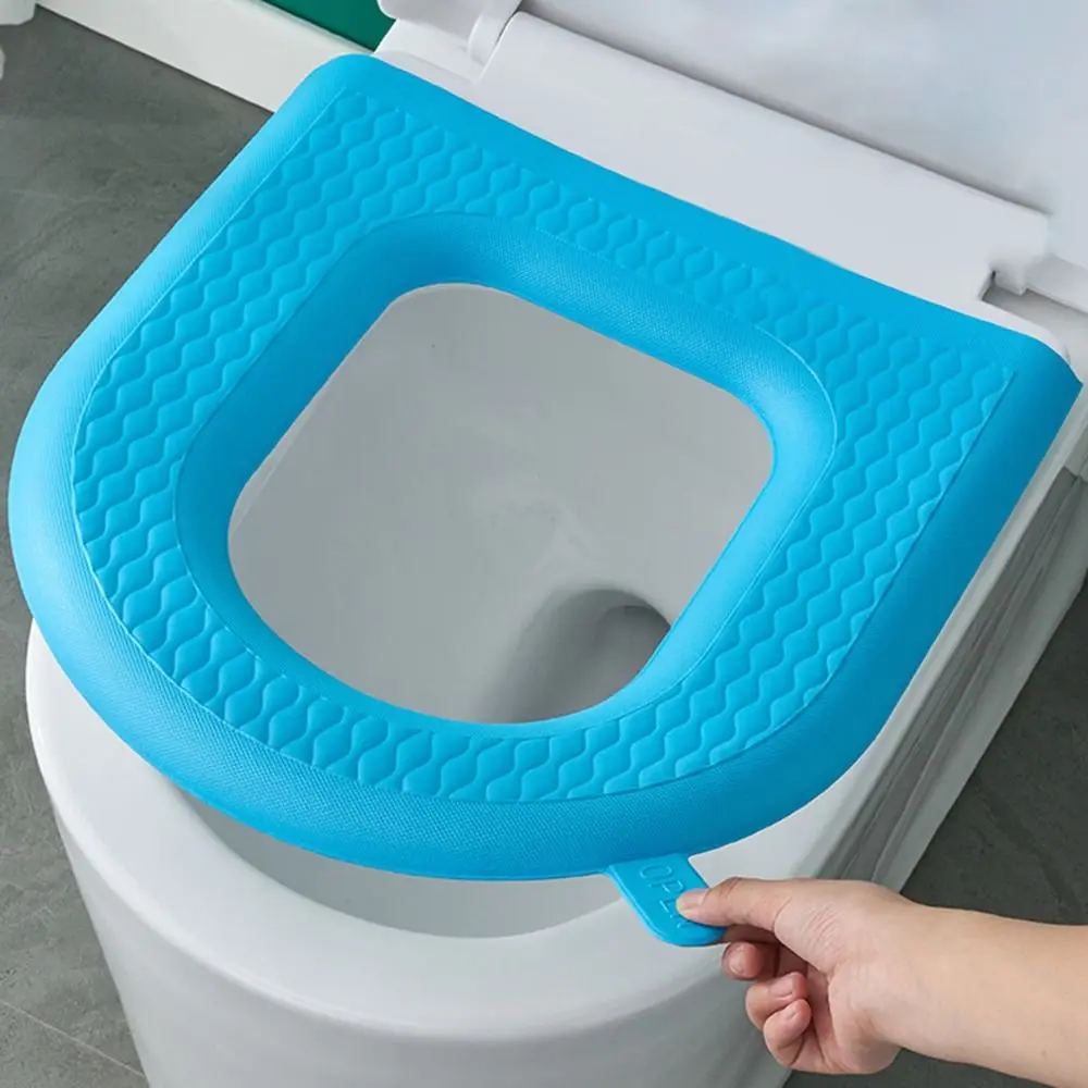 Waterproof Toilet Seat Cushion Reusable Silicone Household Washable Paste Foam Toilet Cover Seat Pad Handle Bathroom Accessories