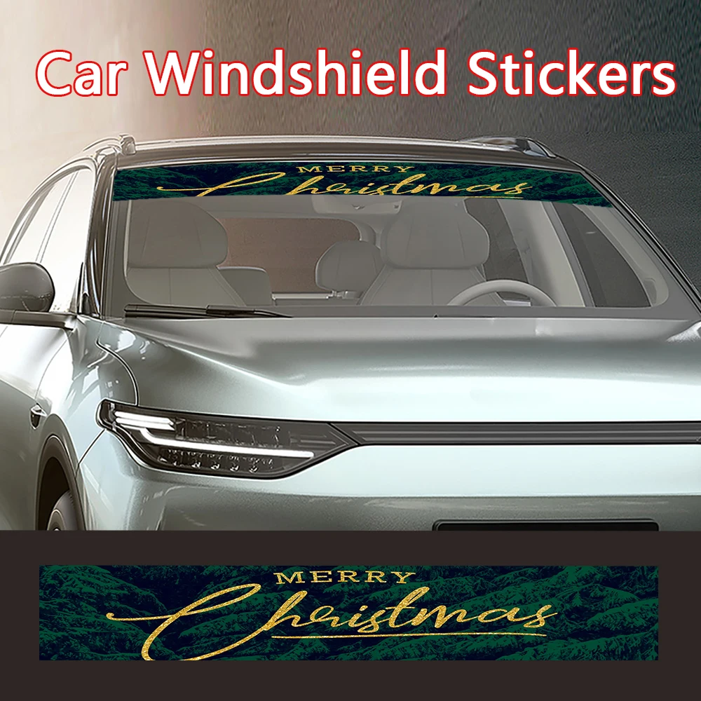 Merry Christmas Car Front Rear Windshield Waterproof Stickers Sunscreen Windscreen Banner Decal Window Sticker Car Accessories