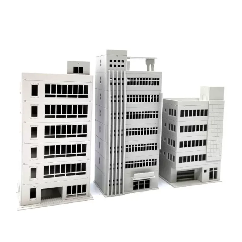 Conjunto de escena de modelo de construcción y edificio de gran altura, conjunto de combinación de mesa de arena para ensamblaje de casa de escena de edificio de oficina