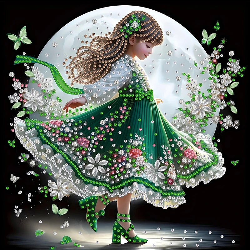 DIY 5D Moonlight Girl Pattern Diamond Painting Set 11.8 * 11.8 inches - Handmade with specially shaped crystals and rhinestones,