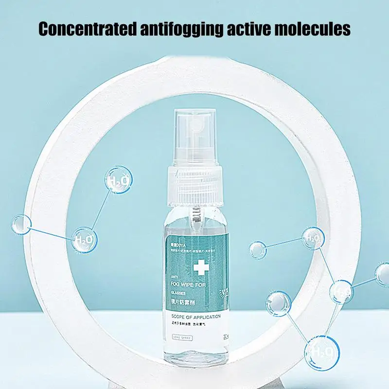 Anti-Fog Lens Spray 30ml Glass Cleaner Anti-Fog Agent Lens Cleaner Spray Portable Long Lasting Defogger Spray For Glasses