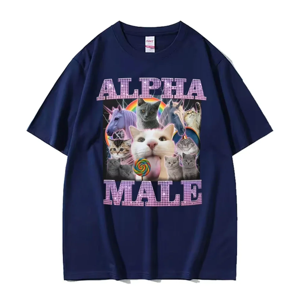Alpha Male Funny Cat Unicorn Rainbow Tee Shirt Men Women Kawaii Cute Short Sleeve T-shirt Cotton Loose Oversized TShirts