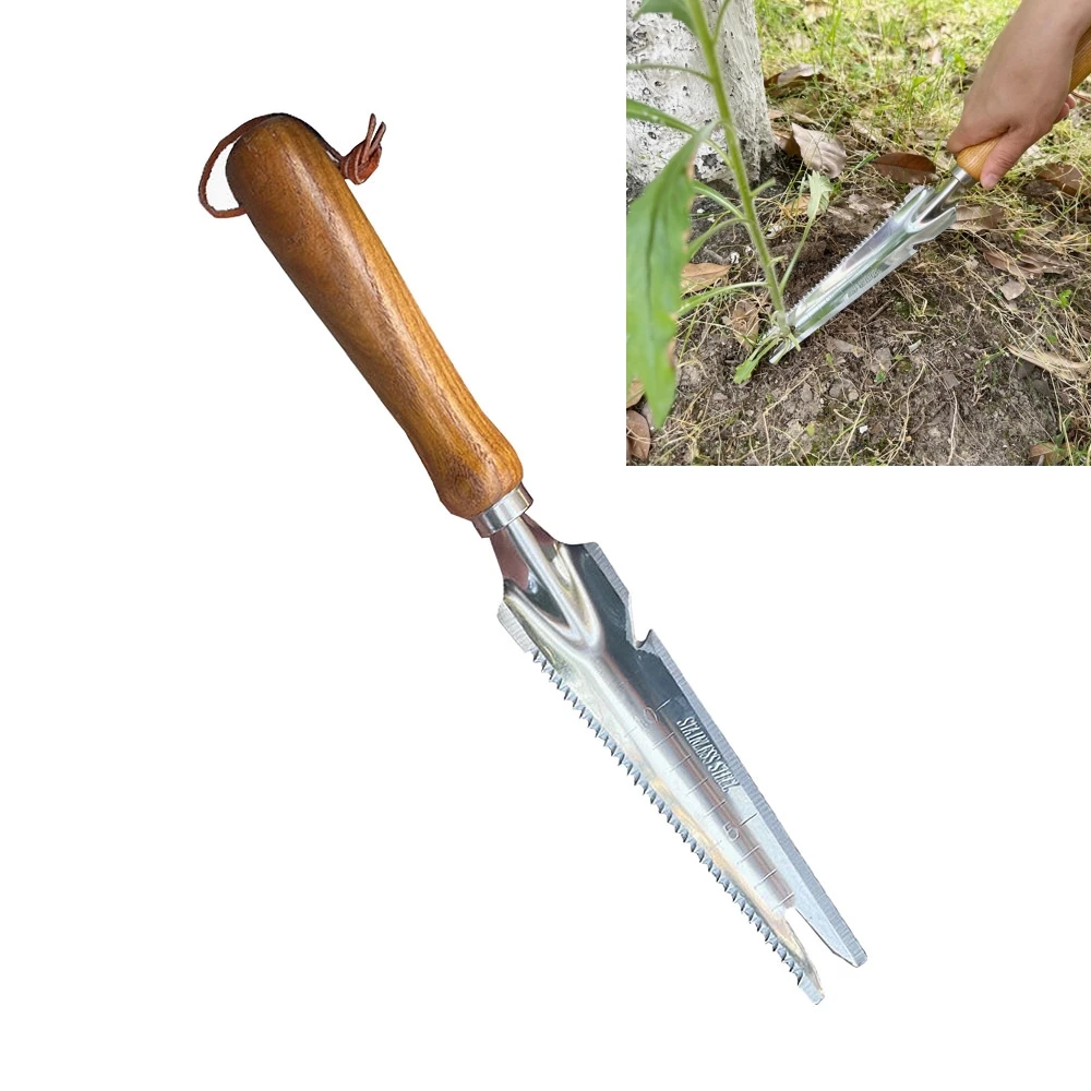 Multifunctional Stainless Steel Gardening Shovel Spade Manual Weeder With Sawtooth Weeding Shovel Manual Weeding Garden Tool