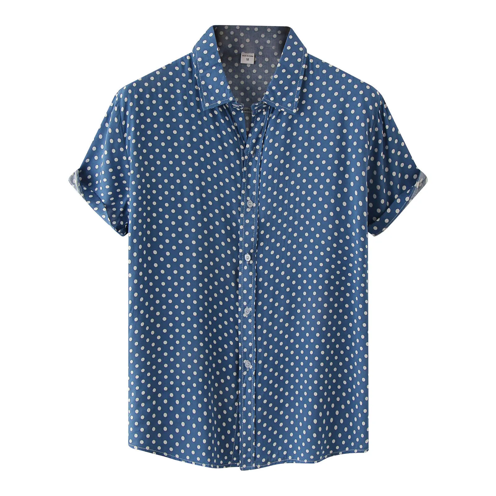 

Men'S Polka Dot Print Shirts Summer Leisure Vacation Printed Blouse Tops Daily Fashion Causal Lapel Short Sleeve Shirts