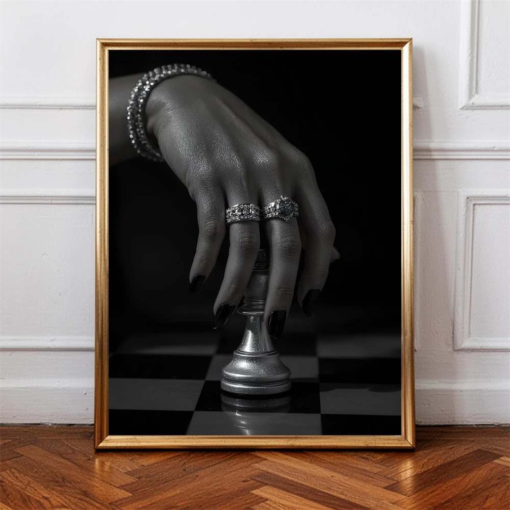 Black and White Fashion Wall Art Prints Luxury Heels Poster Chic Feminine Decor Chess Wall Art Black and White Canvas Painting