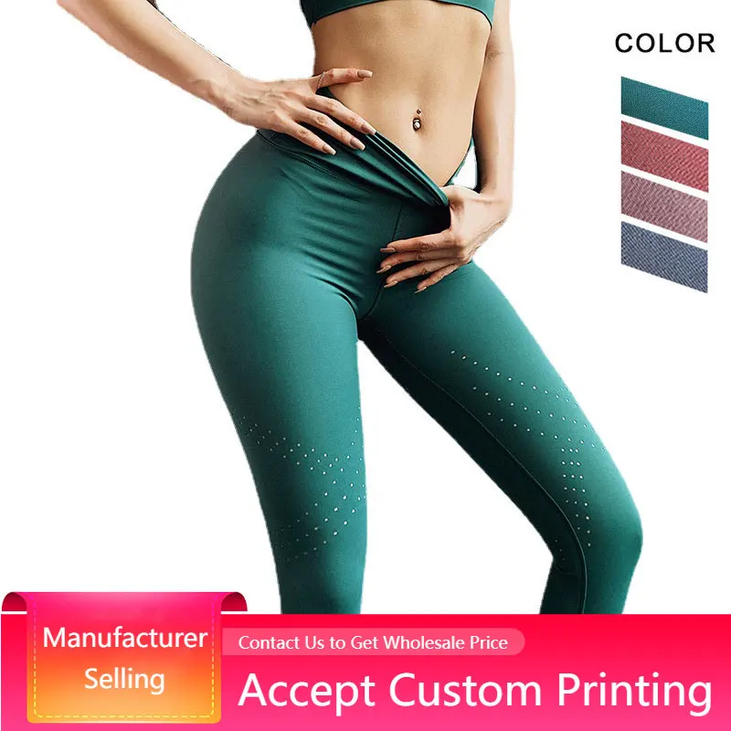 Yoga Pants Solid Color Seamless Workout Leggings Butt Lift Tummy Control Fitness Tights Sports  Breathable Scrunch Butt Leggings