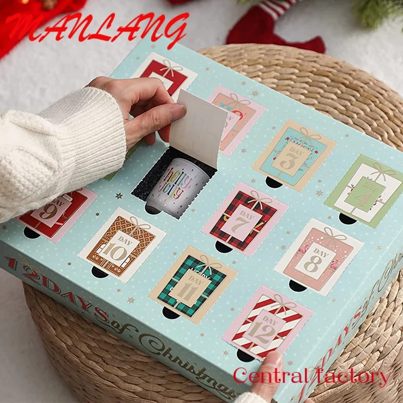 Custom  Custom Printing Empty Paper Cardboard Candle Advent Calendar Packaging Box for