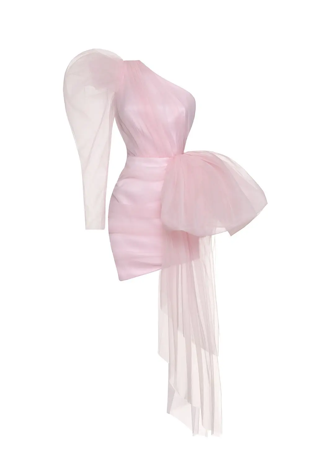 Eye Catching Pink One Shoulder Sheath Short Women Dresses With Cute Bow Pretty Mini Party Dress Girls Birthday Dress