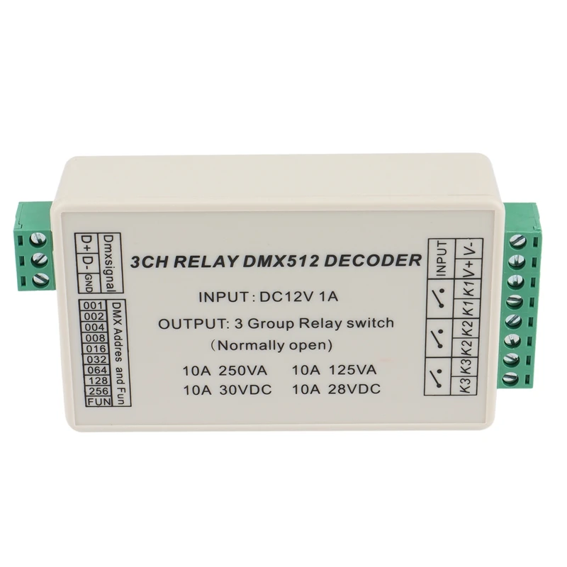 WS-DMX-RELAY-3CH DMX512 Decoder Relays LED Controller For Led Strip Light LED Lamp DC12V 10Ax3 Channel