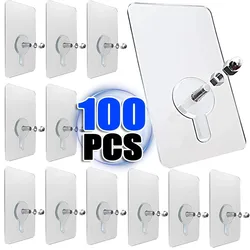 Self Adhesive Screws Hanging Wall Hooks Home Photo Frame Picture Clock Holders Nails Clear Stickers Patches Punch-Free Traceless
