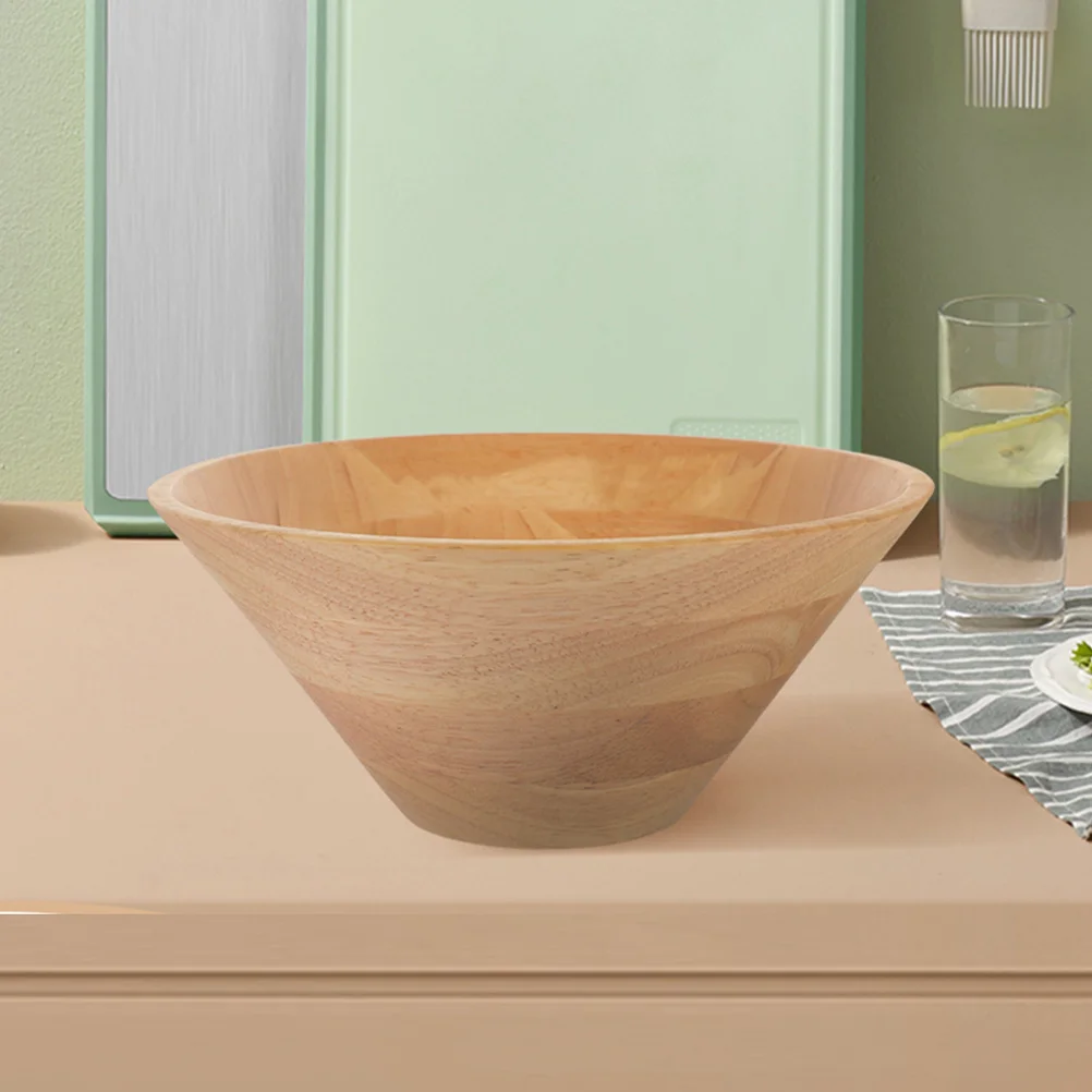 

Cone Shaped Wooden Salad Bowl Large Capacity Natural Wood Easy Mixing Serving Kitchen Home Restaurant Cafe Fruit Bowls