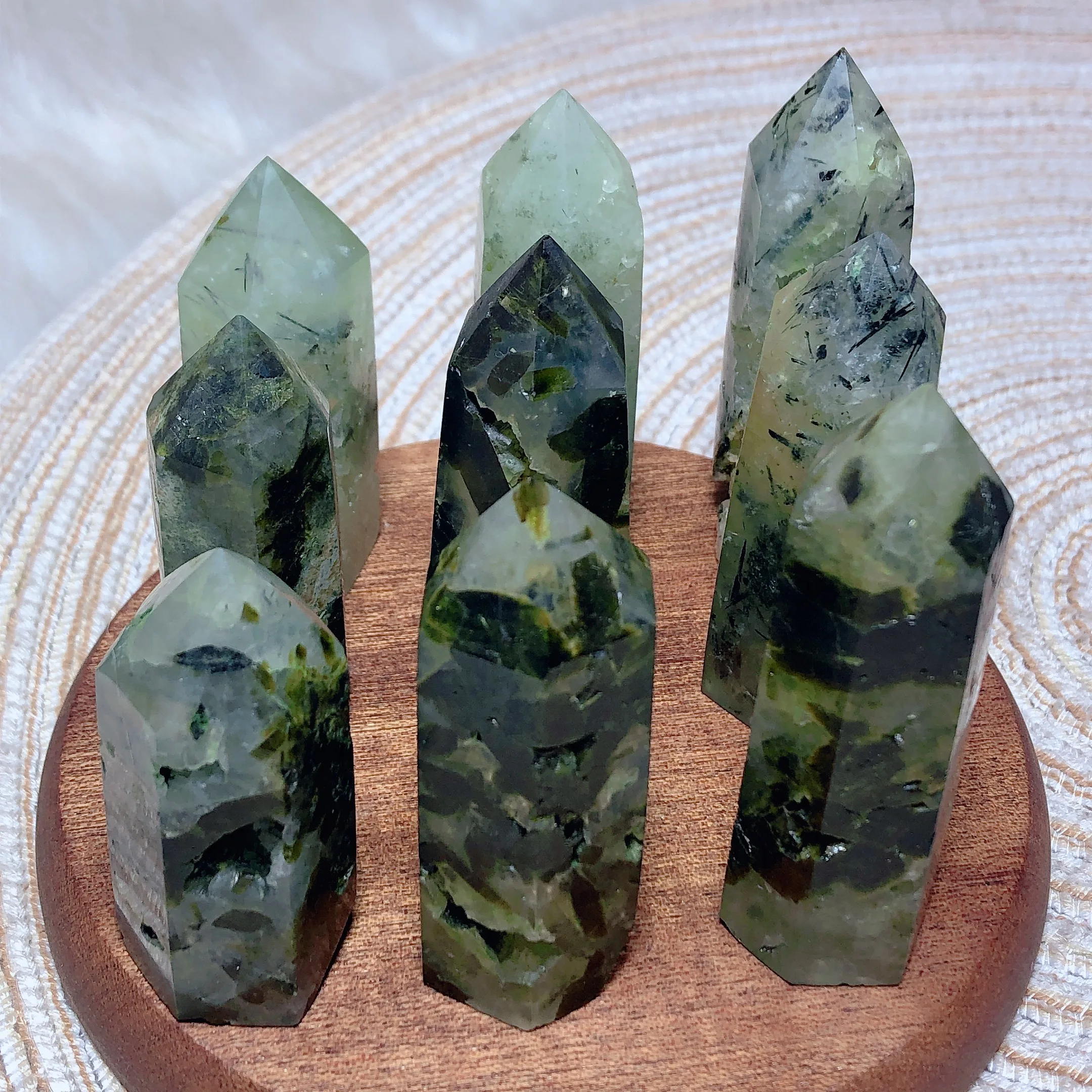 High Quality Natural Crystals Prenite With Epidote Tower Geode Stone Jewelry Healing Desk Reiki Home Decorations Room Decor