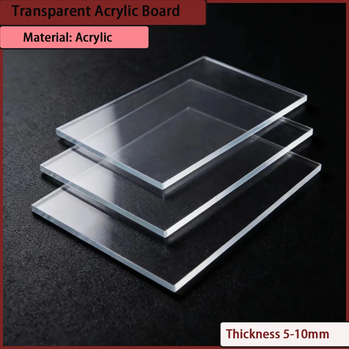 Transparent acrylic board with a thickness of 5-10mm is used for advertising light boxes,display props,decorative partitions,etc