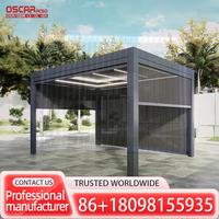 Free Standing Waterproof Motorized Louvered Roof Ultraviolet proof Custom Bioclimatic Aluminium Gazebo  for Garden Patio Backyar