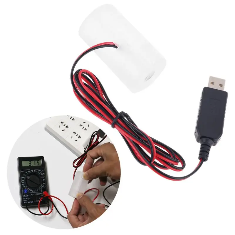 D Battery Eliminator USB Power Supply Cable Can Replace 1 to 4pcs LR20 D Battery for Gas Cooker Torch and more