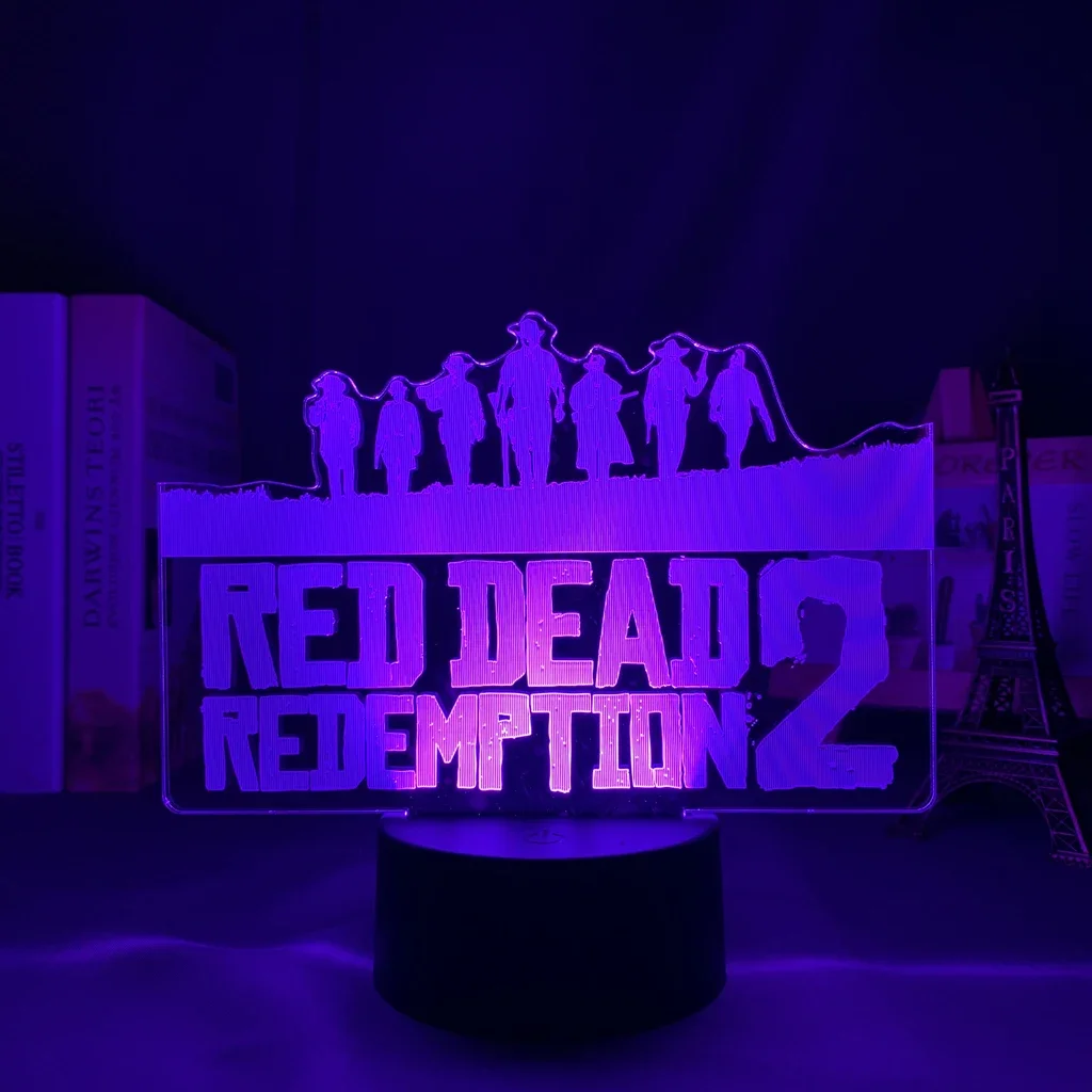 Led Night Light Red Dead Redemption 2 For Child Bedroom Decor Lighting Kid Birthday Gift Home Decoration Battery Powered 3d Lamp