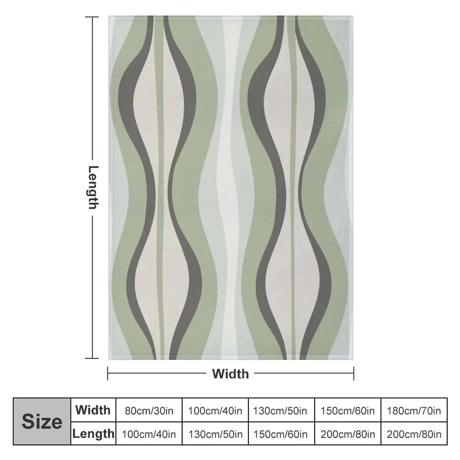 Midcentury Modern Hourglass Abstract Pattern in Sage Green, Grey, and Beige Throw Blanket Polar heavy to sleep Single Blankets