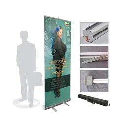 Custom PP PVC PET Print Promotion Banner, Advertising Sign Hanging Poster, Aluminum Retractable Roll Up Display Stand, 80x200cm