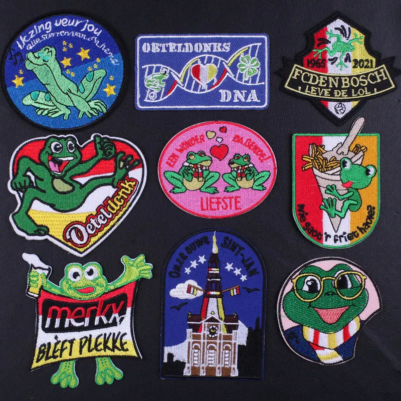 

5pcs Oeteldonk Embleem Patch Badges Oeteldonk Shoulder Epaulettes Netherland Carnival Iron on Embroidery Patches for Clothing