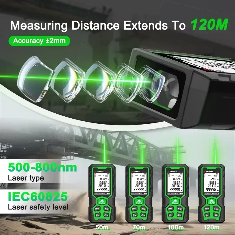 2026 SNDWAY Green Laser Rangefinder SW-WG100 Indoor and Outdoor Measuring Room Laser Range Dustproof and Waterproof