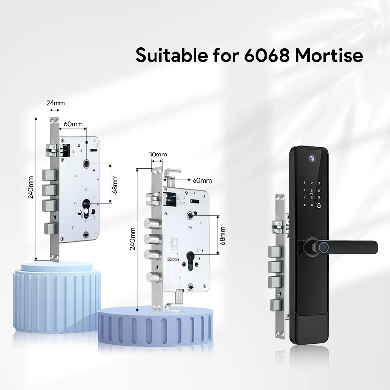 مقاوم للماء في الهواء الطلق رمز بصمة واي فاي قفل مقبض الباب الإلكتروني الذكي مع كاميرا هاتف باب الفيديو متوافقة #6