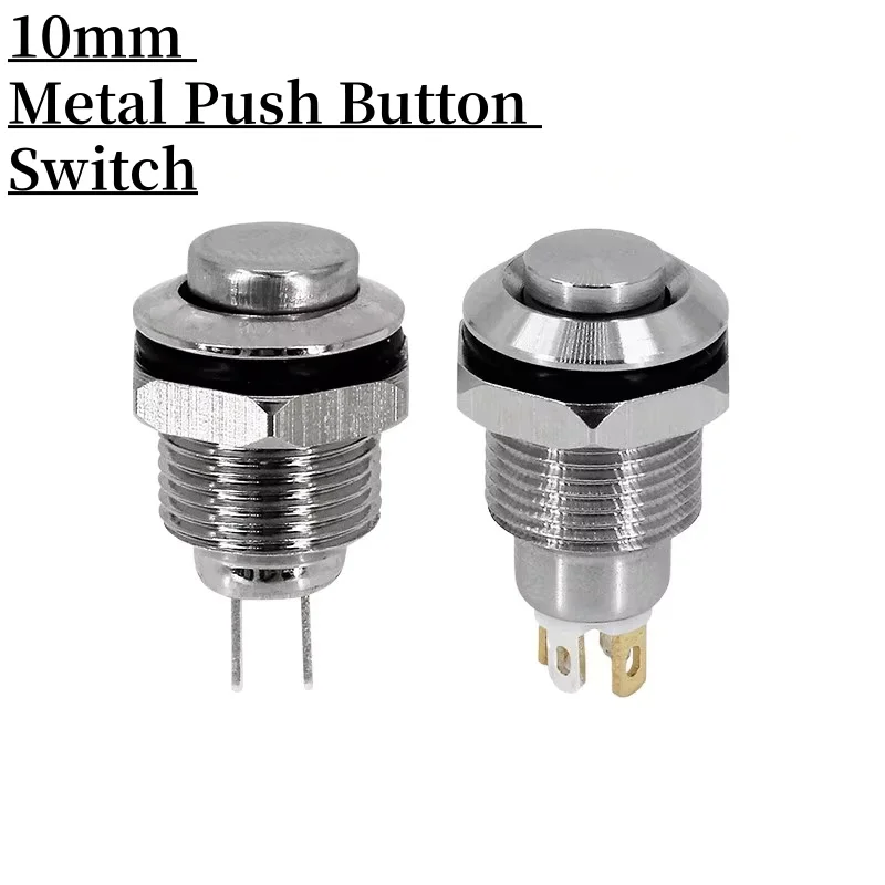 

10mm Metal Push Button Switch with LED Indicator Self-reset Momentary Self-locking Latching 4pins High Head 3v5v12v24v220v