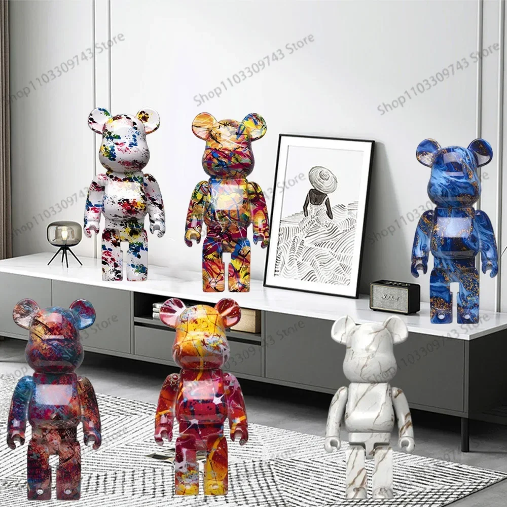 2024 New Graffiti Bear 28/35 Cm Figurine Home Decoration Animal Statue Storage Money Jar Modern Room Sculpture Table Decor