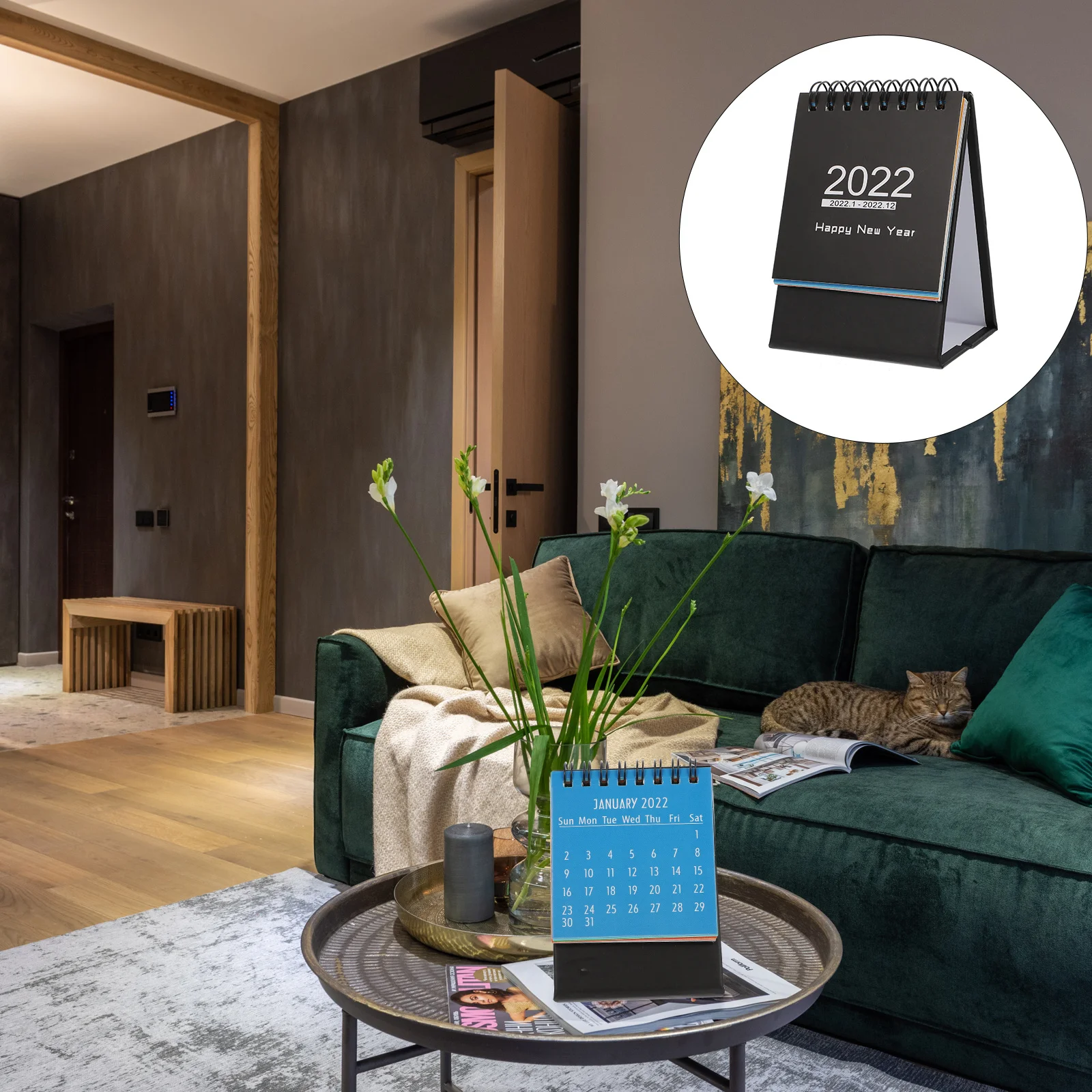 

Creative Mini Calendar Notebook 2022 Desktop Table Paper Yearly Agenda Planner Fresh Design Holiday Marking Decorative