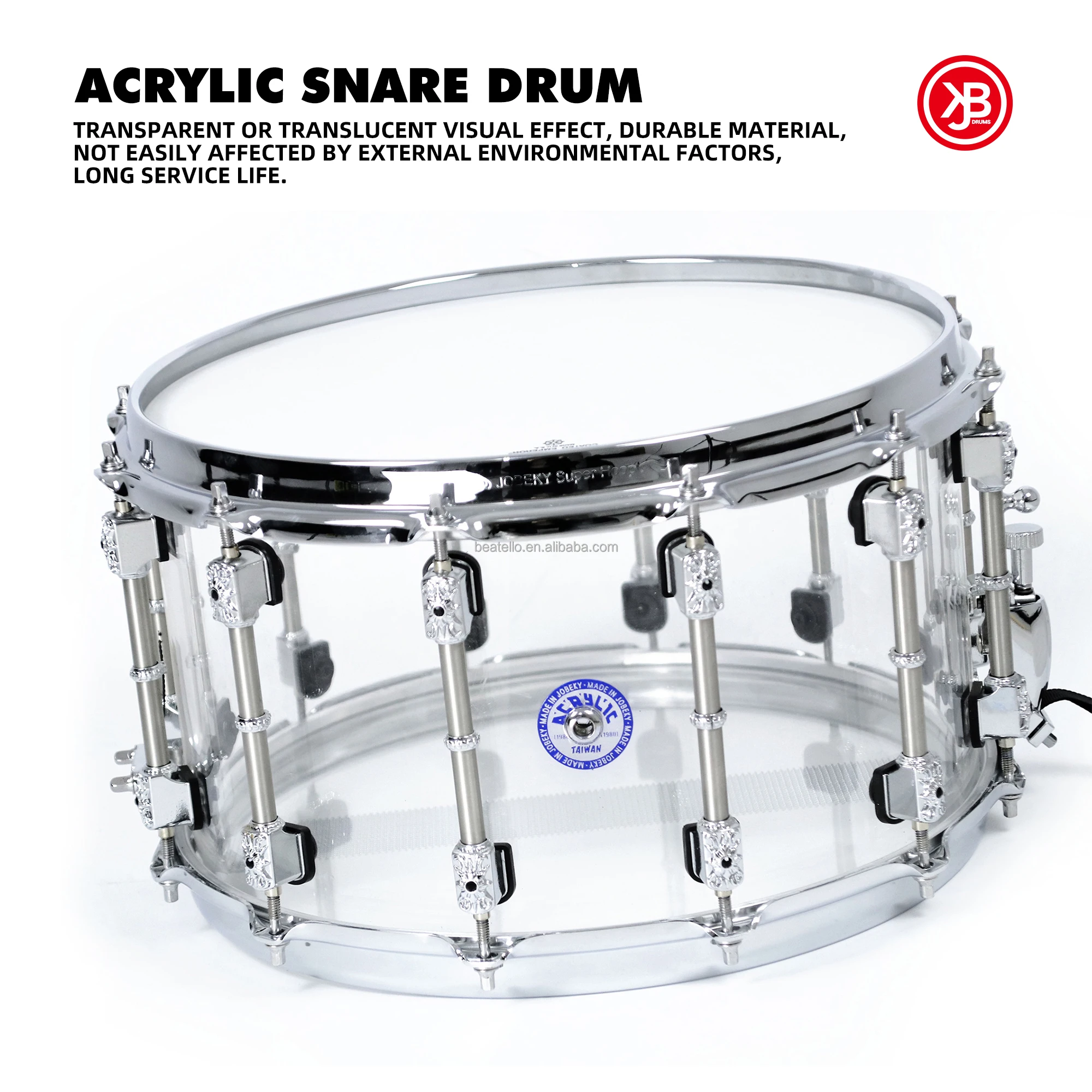 High quality transparent snare drum acrylic snare drum professional musical instrument suitable for drum sets 4
