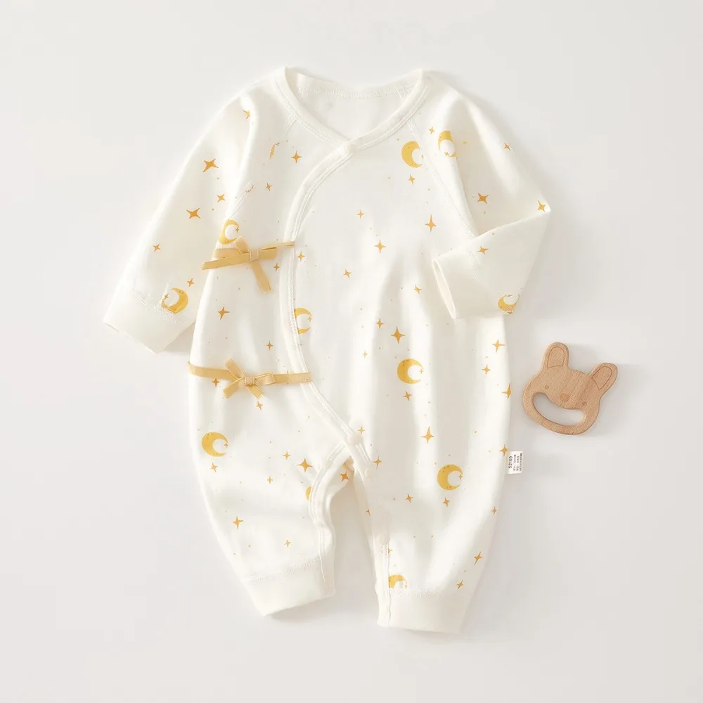 Spring and Autumn Plant Print Pattern Baby Jumpsuit 0-6 Moths Baby Girl Clothing Pure Cotton Baby Boy Jumpsuit