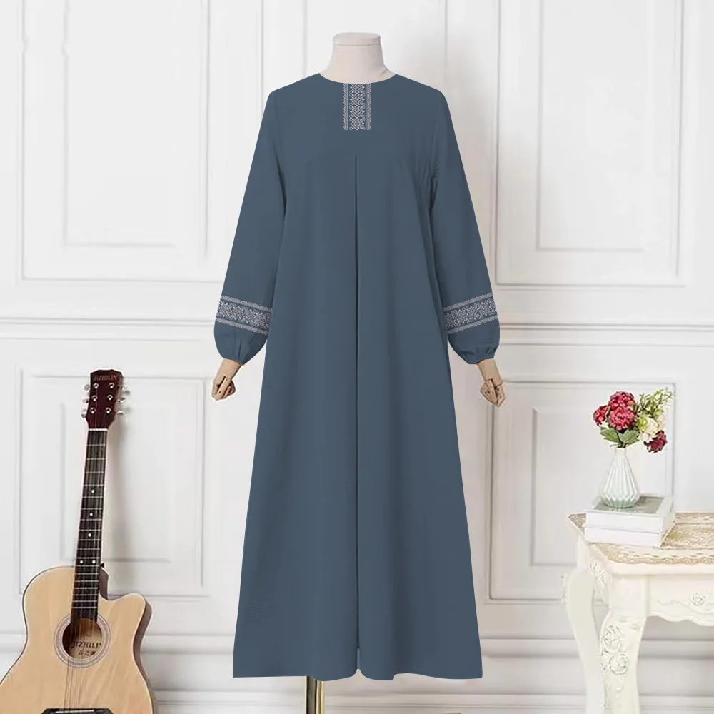 Demure Muslim Abaya Women Islam Dresses Full Sleeve O-Neck Muslim Dresses Fashion Dubai Female Casual Robe Marocain Kaftan Dress