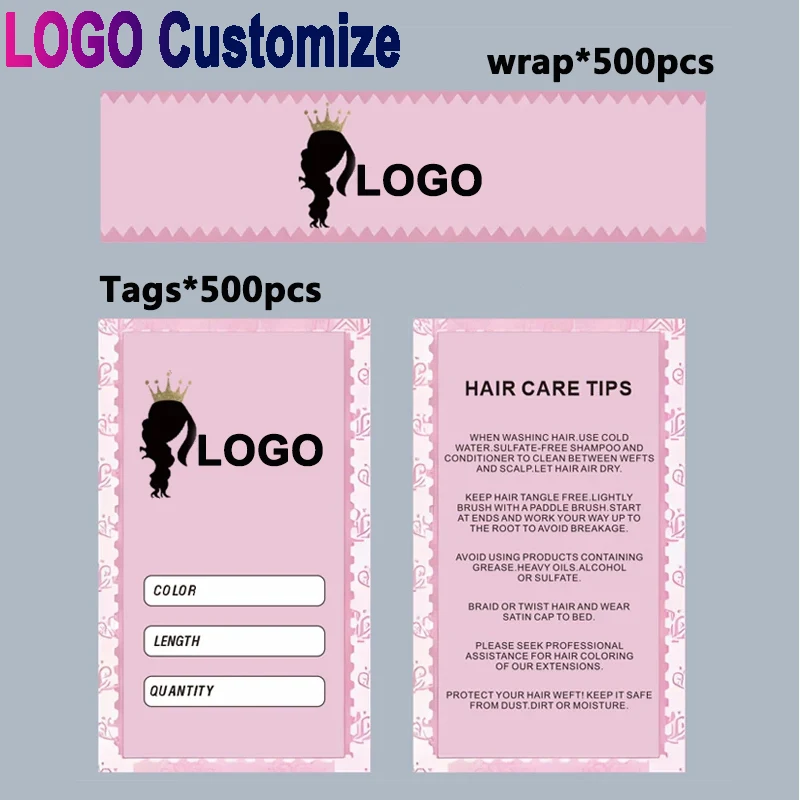 

Custom Tags For Wig 500Pcs Hair Tags For Bundles 9*5.4Cm Wig Tags Paper 12X3Cm Self-Adhesive Label To Wrap Hair Bundles