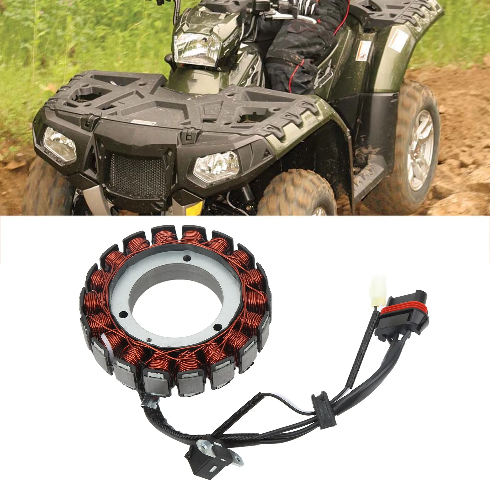 

ATV Generator Stator 3090219 Copper Direct Fit Plug and Play Replacement for Polaris Sportsman X2 XP 2009-2014