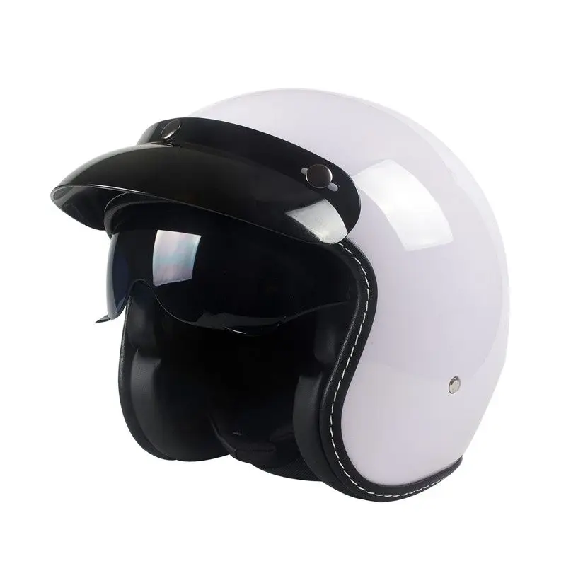 

New Motorcycle Half Helmet Cruiser 3/4 Open Face Scooter Vintage Dot + Visors +inner Dark Lens Mate Black Xs S M L Xl ECE