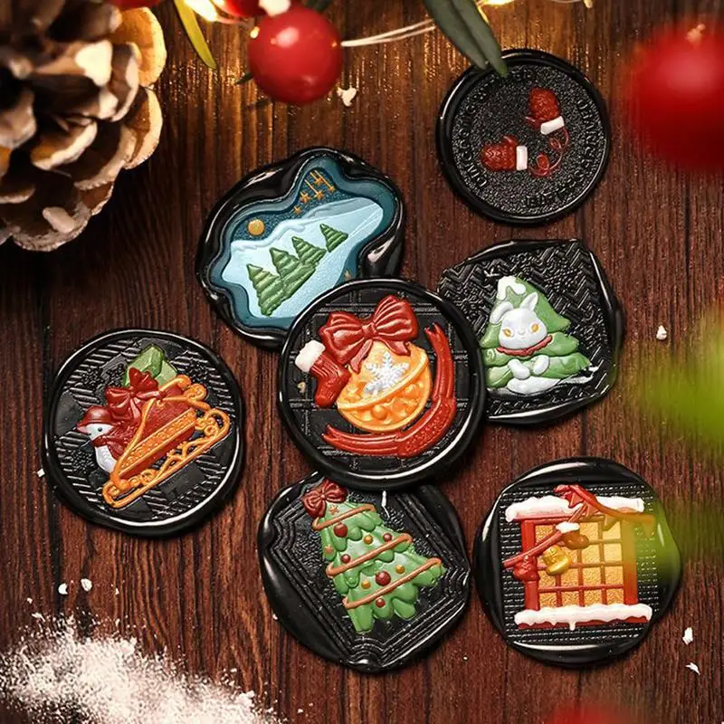 

3D Wax Seal Christmas Series Stamp Lacquer Seal Head Sealing Fire Lacquer Copper Head Scrapbooking Envelope Wedding Invitations