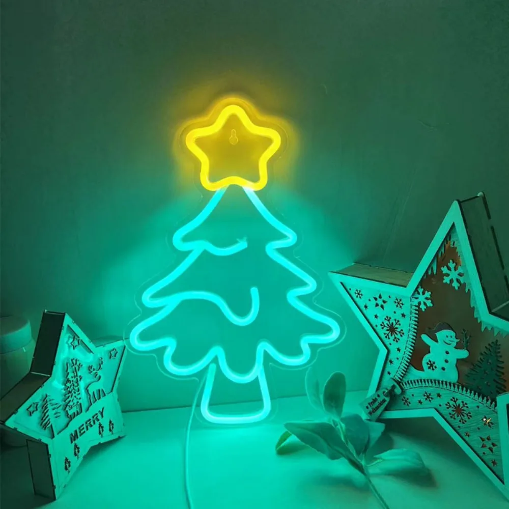 Multicolor Christmas Neon Sign Vibrant LED Light USB Powered Christmas LED Neon Light Photo Props Light Up Design