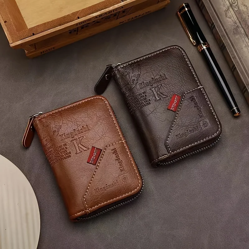 Vintage-Inspired Compact PU Leather Wallet - Multiple Card Slots, Portable Credit Card Holder, Stylish Retro Design, Perfect Gif