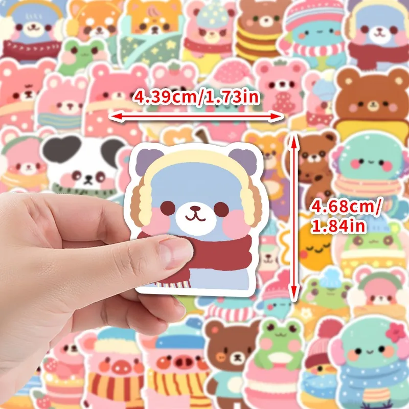 

50 листов наклейки с милыми животными для детей, каваи, мультяшные наклейки для бутылок с водой, декор для ноутбуков, скрапбукинг, студенческие принадлежности