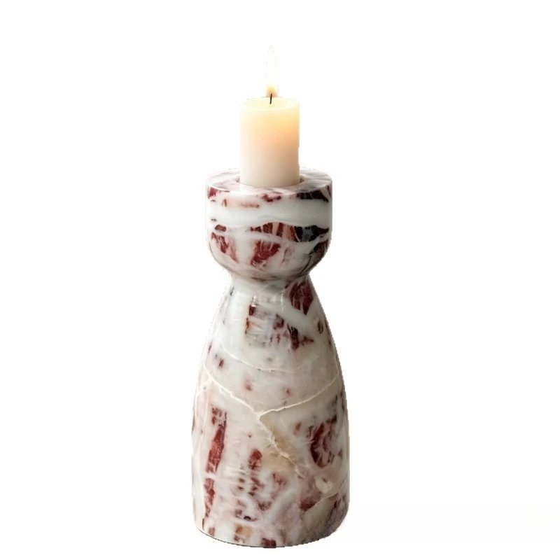 Natural marble vase-shaped candle holder creative vase shape dining table scented candle holder model room soft decoration