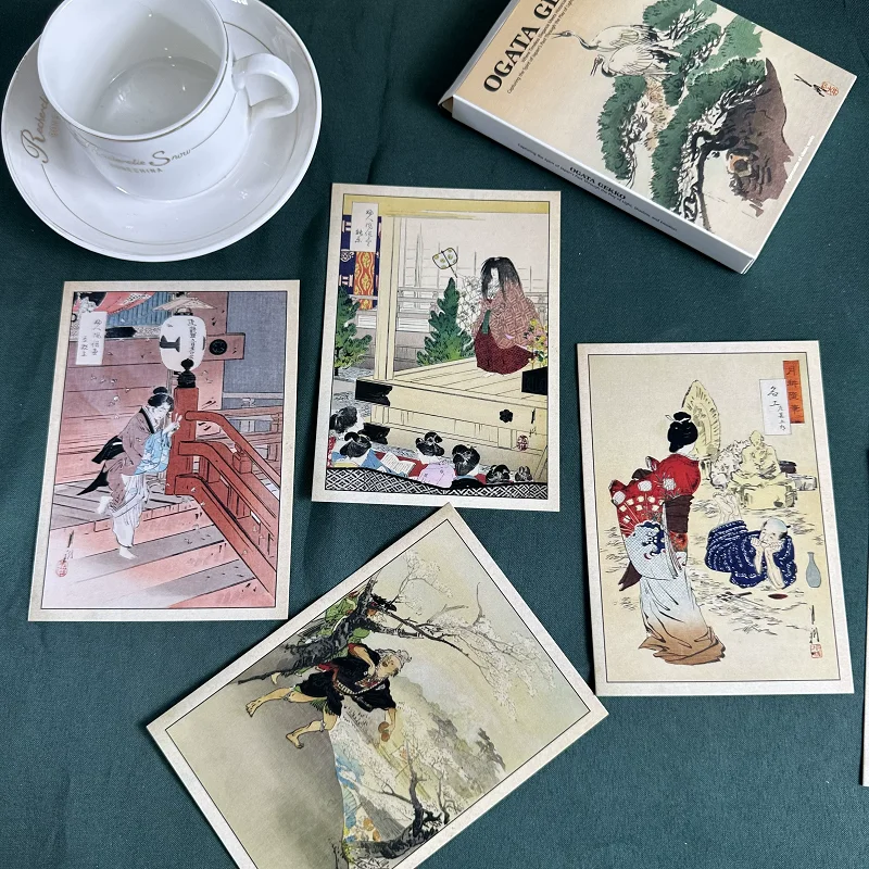 

30PCS Ogata Gekko Art Postcards Set Traditional Japanese Ukiyo-e Genre Paintings Cards Retro Japanese Style Collectible Cards