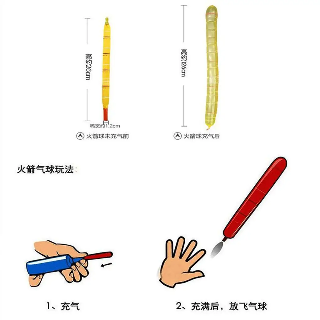 Birthday Decoration Long Rocket Latex Balloons Rocket Balloons Kit with Pump for Children’s Parties