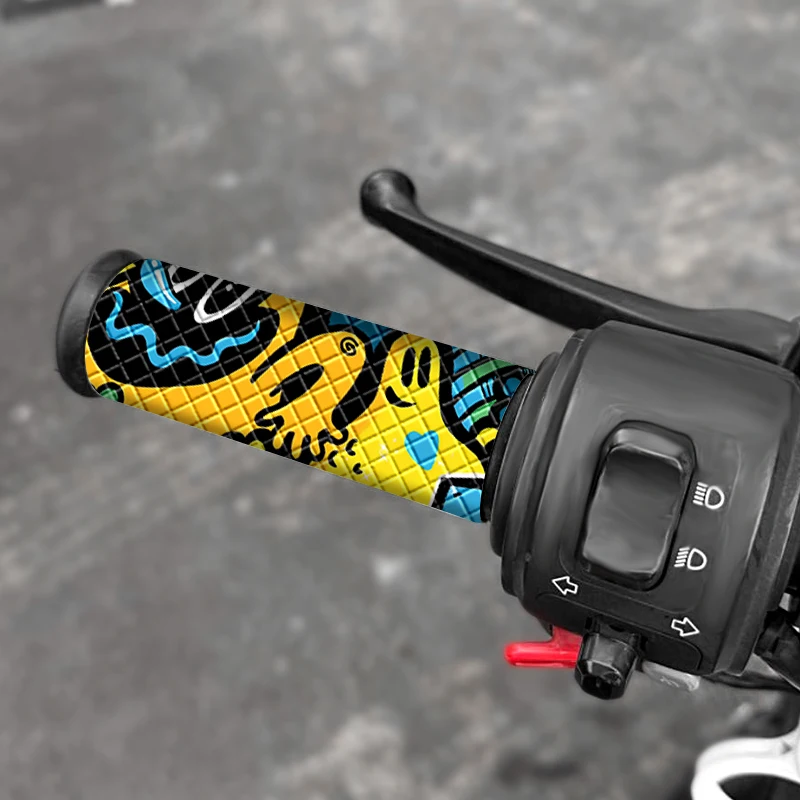 2PCS Graffiti Motorcycle Grip Stickers Waterproof Anti-Slip Vinyl Decals Cover Scratches for Modification Scooter E-Bike Bicycle - Image 6