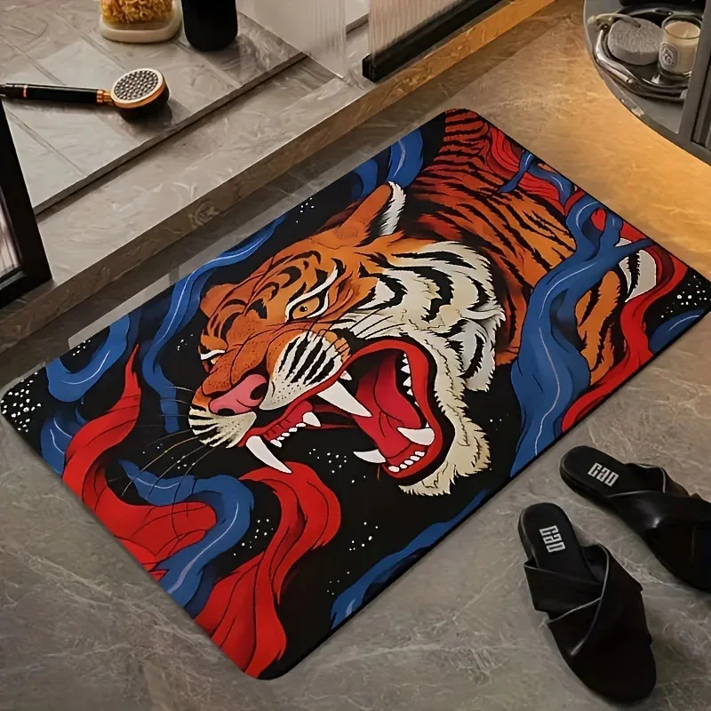 

SKC36Fierce tiger print, soft and comfortable doormat, absorbent, suitable for entrance hallway, room door, bedroom floor li6Jn(