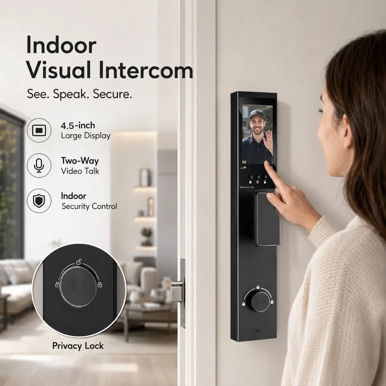 Tuya3D Facial Recognition Smart Lock Real-time Monitoring Remote Active Intercom Exquisite Craftsmanship Aluminum Alloy Material