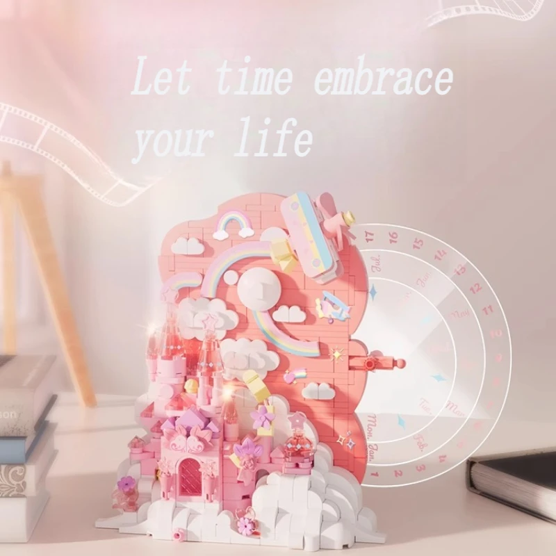 SEMBO اللبنات زهرة الحب الوقت التقويم الدائم تجميعها DIY اللعب الأبدية زهرة الحلي سلسلة هدايا عيد الميلاد