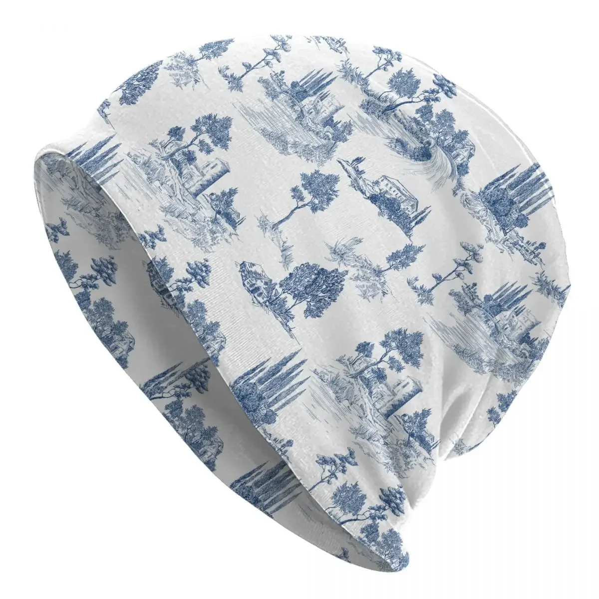 Toile De Jouy Print Countryside Views Skullies Beanies Castles Landscapes Skullies Cap Warm Thermal Elastic Bonnet Knitting Hats